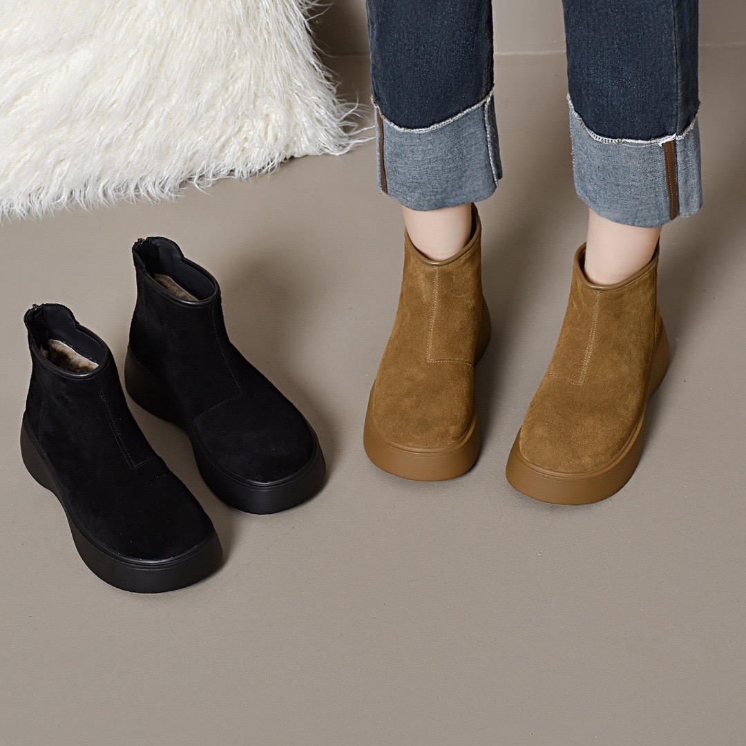 厚底增高马丁靴女款2025新款英伦风秋冬款加绒保暖雪地靴大棉短靴