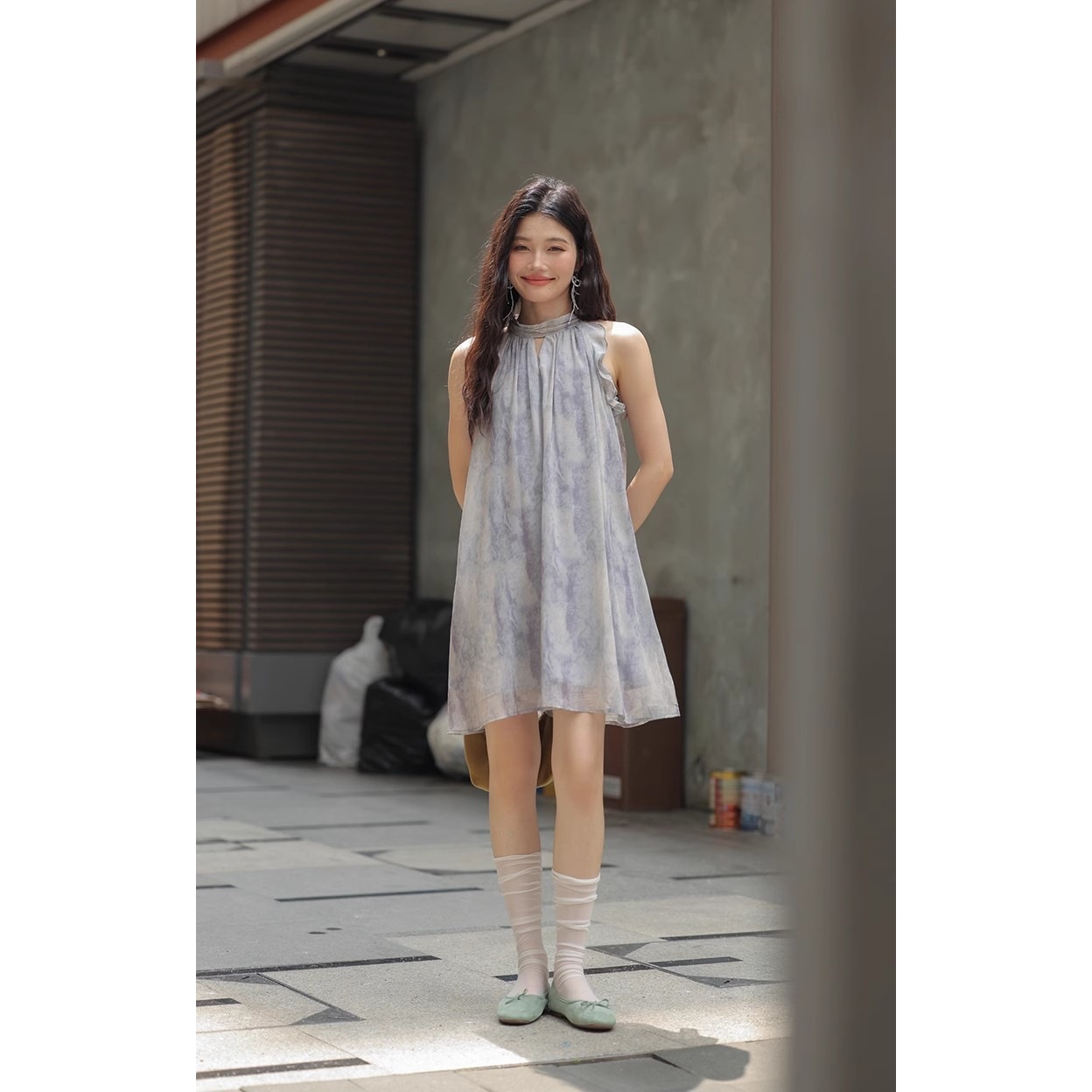新中式国风挂脖吊带连衣裙女装2025新款夏季小个子小众设计感短裙