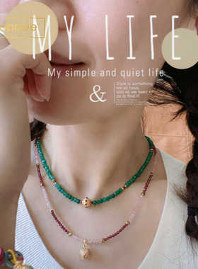 原创小众设计x JOL x粉水晶石榴石项链轻奢高级感两戴个性锁骨链