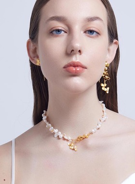 lightsonU绣球花珍珠项链
