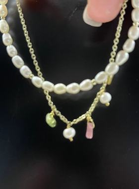 天然淡水珍珠紫色绿色粉色水晶少女甜美气质手链