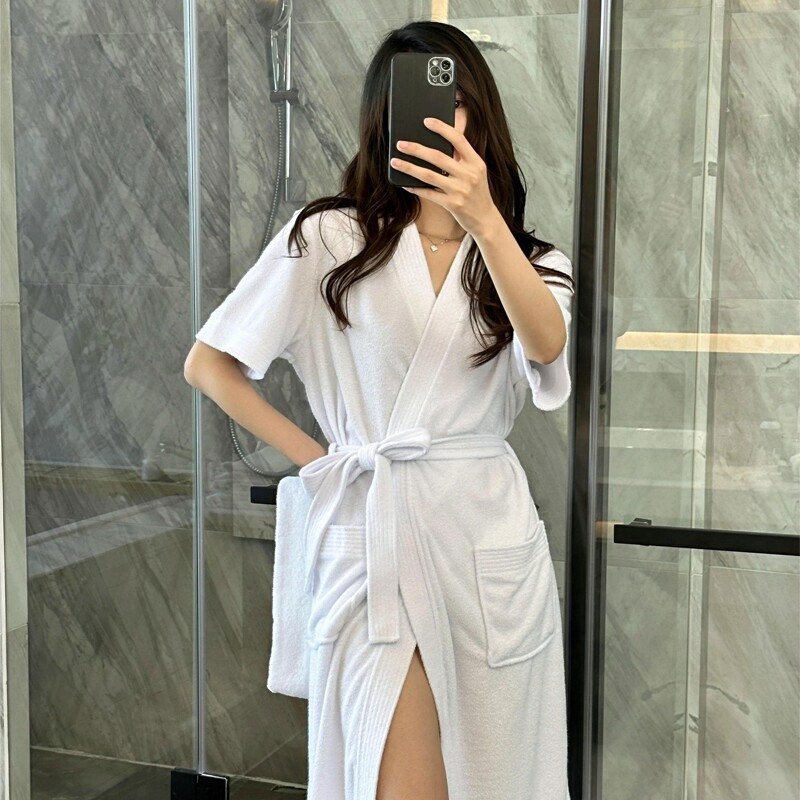 浴袍女夏季薄款毛巾料男士睡袍