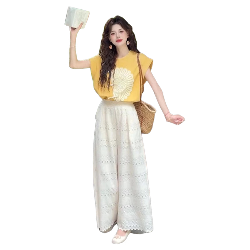 夏季穿搭女2026新款甜美减龄港风宽松小众设计感上衣裤子两件式套
