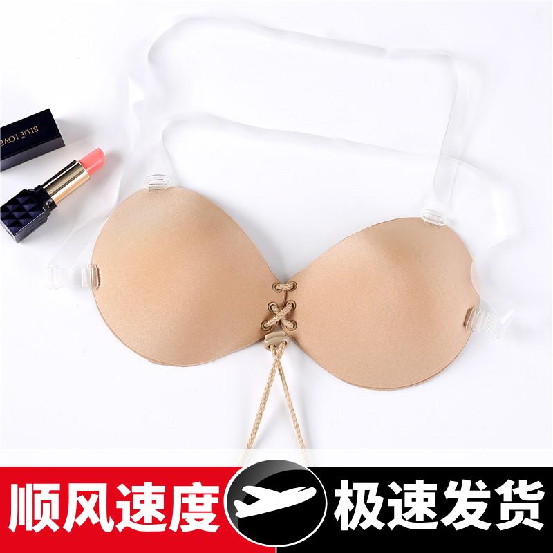 外贸热销新款加厚透气肩带拉绳隐形文胸女圆形聚拢拉拉女神胸贴