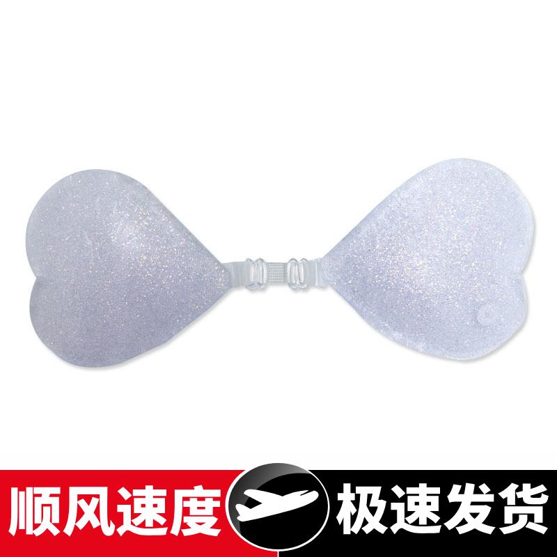 心形闪粉硅胶隐形内衣无肩带聚拢胸贴