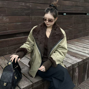 时尚 正反两穿派克服女短款 百搭显瘦外套 女装 琪琪微微胖大码