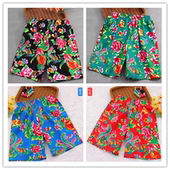 衩宽松五分裤 东北大花布沙滩裤 速干透气海边大花裤 夏季 男女短裤