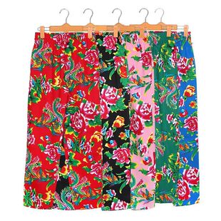 子舞台演出服春夏款 炸街国潮裤 民族风姐妹装 男女士东北大花布长裤