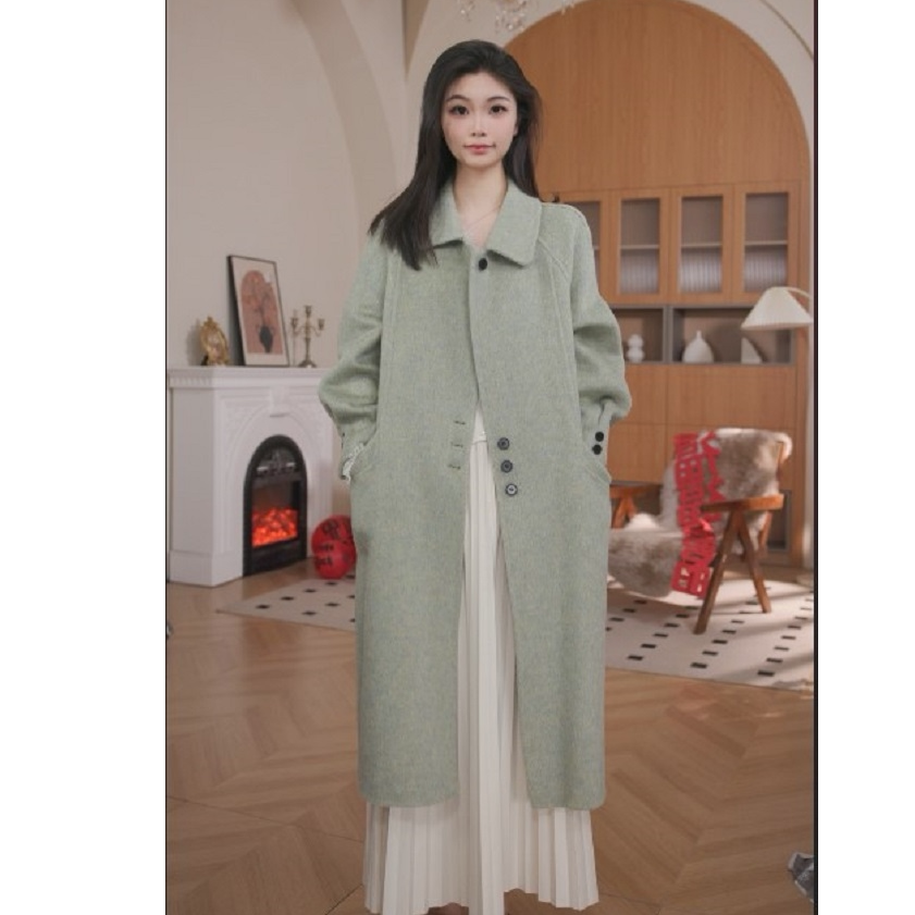秋冬赫本风娃娃领羊毛大衣女