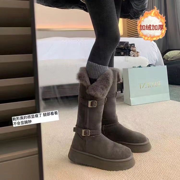 真皮长筒雪地靴女2025冬季新款