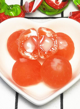 包邮俄罗斯进口夹心软糖康吉Konti草莓果汁糖果零食果冻布丁500g