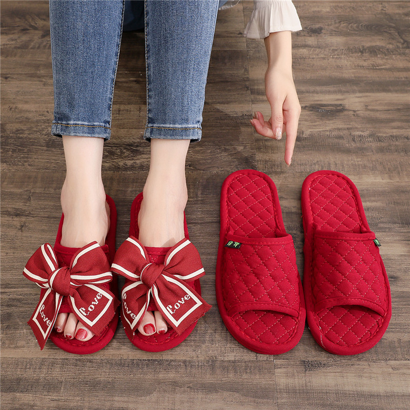 新年款吉祥红色男女情侣防滑颗粒底家居地板地砖拖鞋秋冬春夏四季,居家布艺,居家亚麻拖鞋,淘宝优惠券,粉丝福利购,淘宝优惠卷