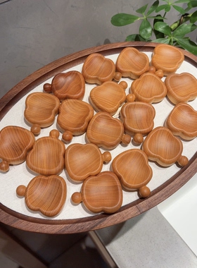 天然崖柏木雕凹扁葫芦盘玩文玩