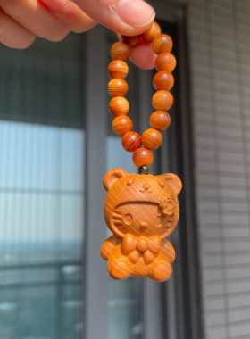天然陈化老料崖柏木小熊猫咪手捻潮玩手办小猫