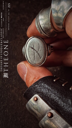 THEONE罕见孤品百年古董德国纯手工錾刻纯银绅士印章戒指老钱指环