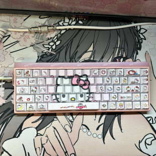 浅粉色hellokitty侧刻字透键帽适配Wooting Ez63mad68rs7迈从87等