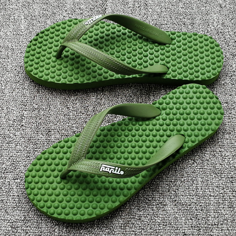 泰国进口PaPilo按摩软底天然橡胶人字拖男外穿防水耐磨沙滩凉拖鞋