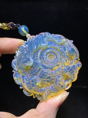 缅甸琥珀高蓝牡丹花48.2克