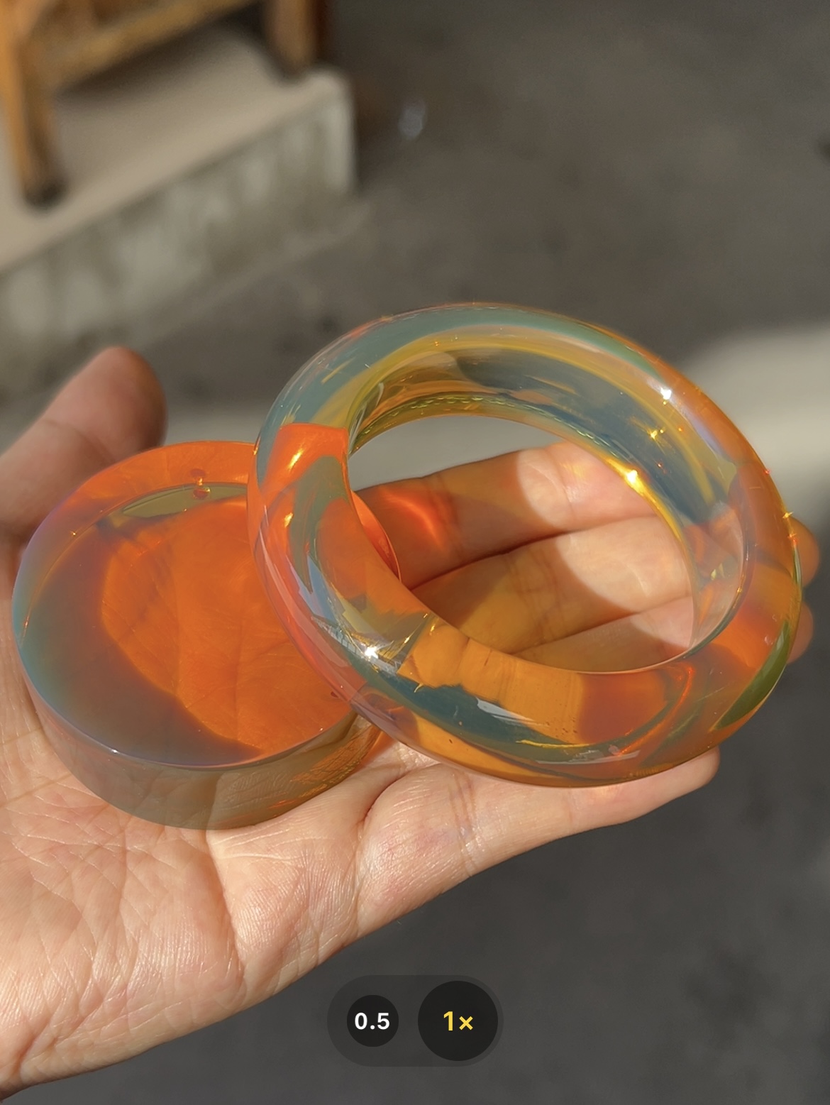 缅甸琥珀黄茶变色龙手镯58.6