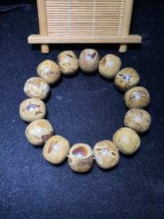 缅甸琥珀老型根溶洞手串17+