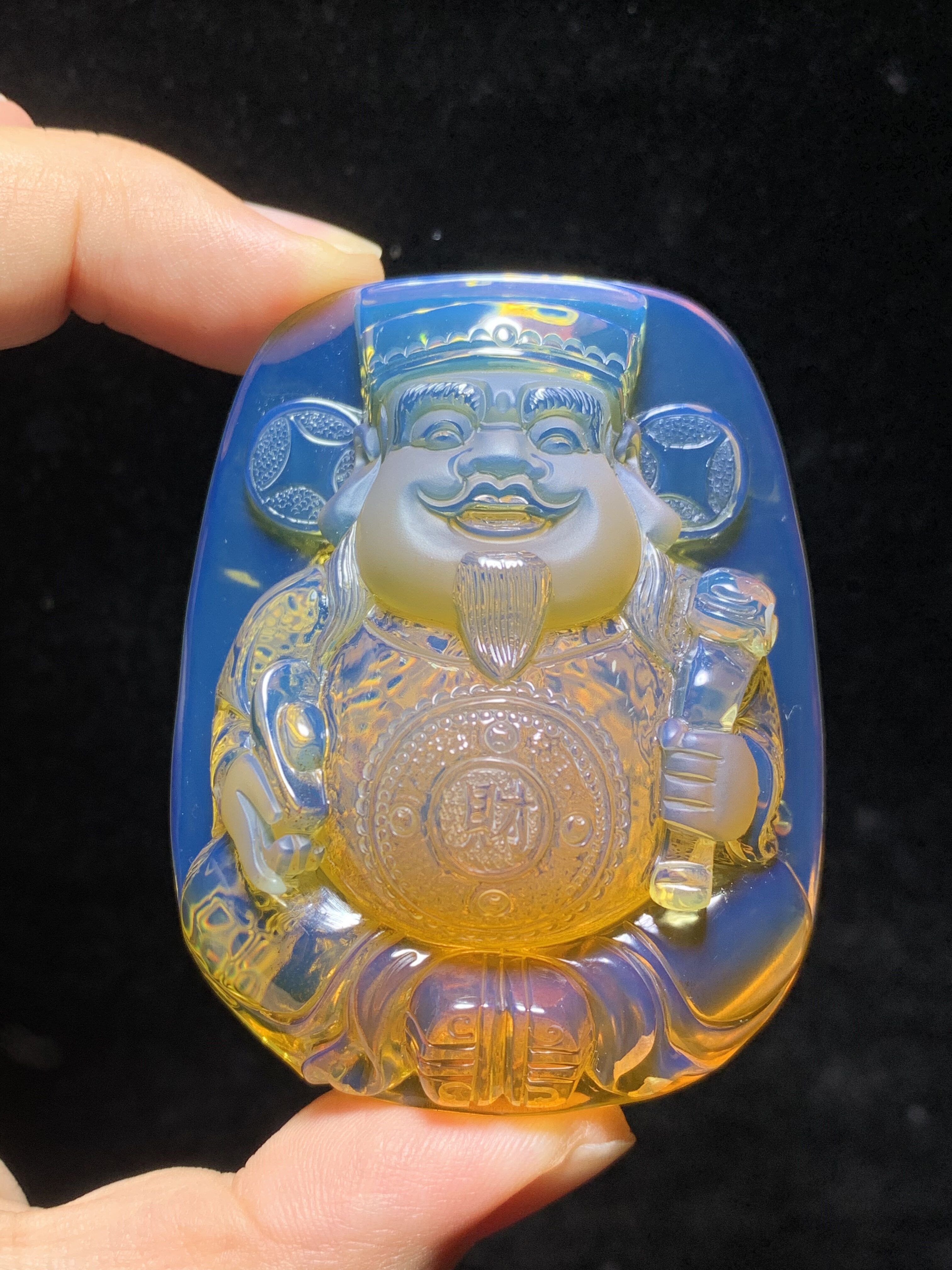 缅甸琥珀高蓝财神爷55克