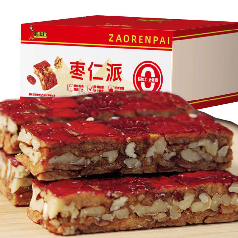 新疆特产枣仁派红枣干夹核桃750g休黑芝麻味枣夹核桃闲零食即食