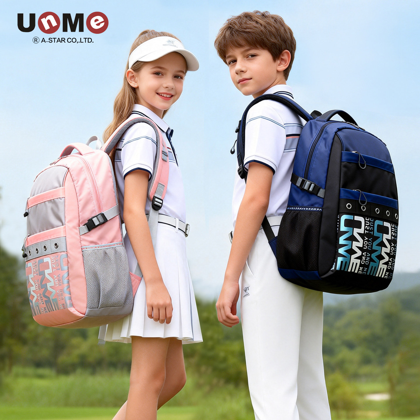 unme初中生书包男大容量高中轻便减负护脊防水六年级青少年背包女