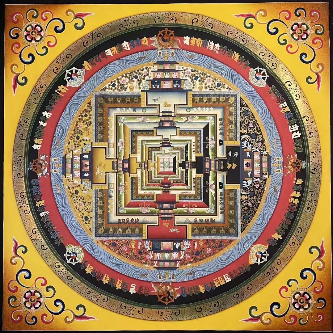 手绘一米五巨幅时轮金刚坛城唐卡镇宅镇店玄关挂画西藏尼泊尔热贡