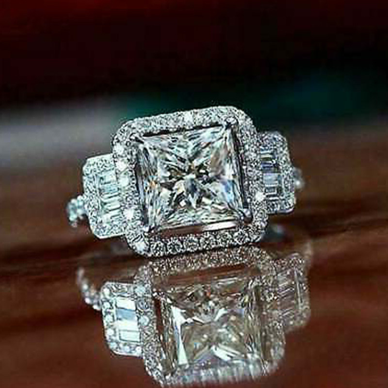 luxury princess square cubic zirconia design rings for