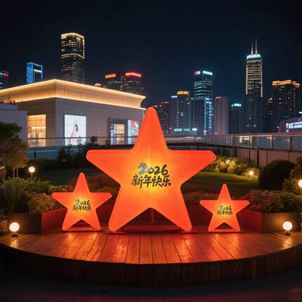 新年春节户外五角星灯2026春节星星装饰氛围灯活动布置发光星星灯