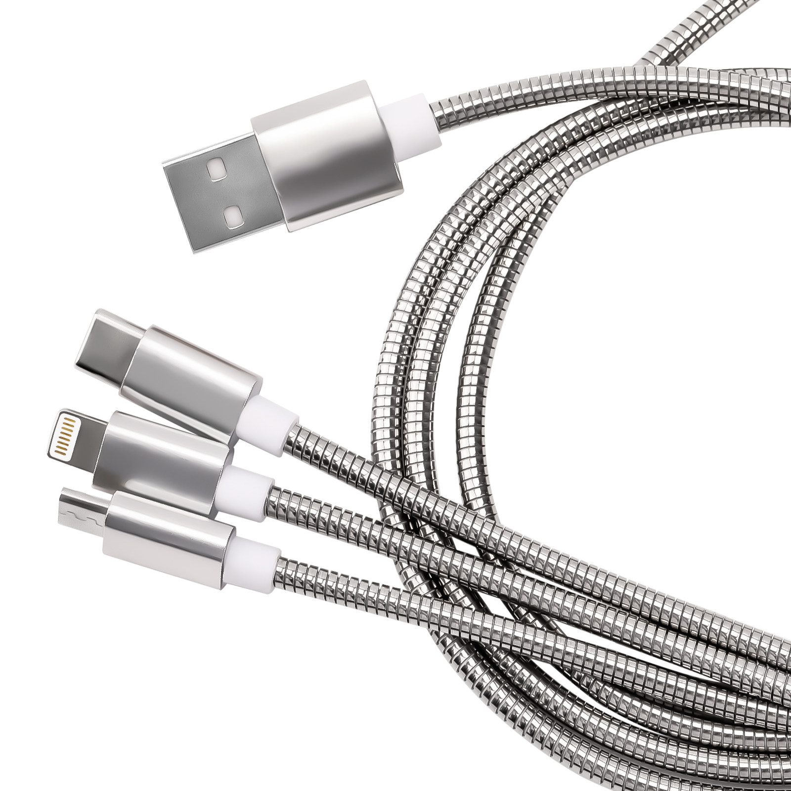 新款120W快充数据线三合一金属缠绕不易折弯抗拉抗氧化可定制LO