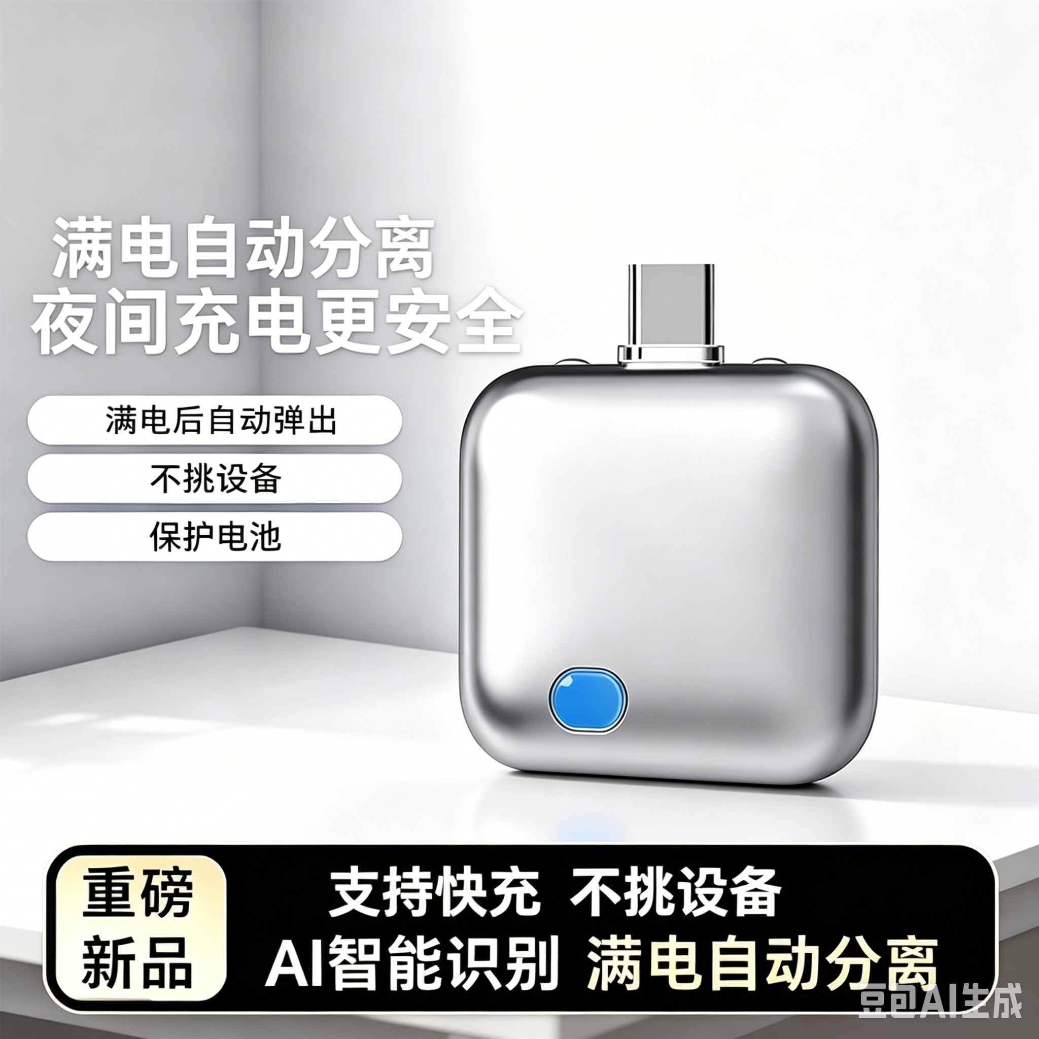 【满电分离器】满电自动分离器充满AI识别自动断电拔出适用苹果安卓ZY