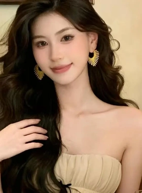 合金耳饰 简约线条桃心耳环独特夸张小众耳扣高级感轻奢耳饰女SJ