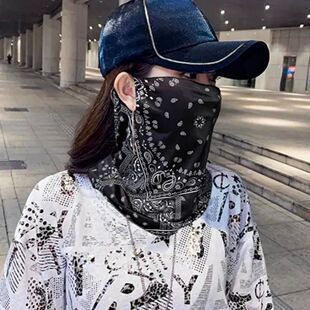 【买一送一】防晒面罩男女冰丝挂耳护颈遮阳全脸罩骑行面巾-T