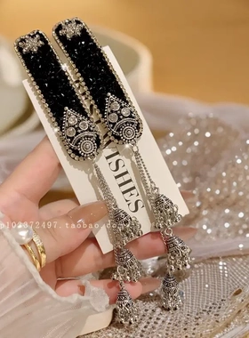 古风新中式闪钻铃铛流苏发夹女气质优雅侧边夹掰掰夹刘海夹古装ZP