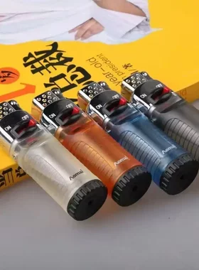 新款砂轮明火打火机定火锁火悬浮飘火透明耐用充气款打火机ZP