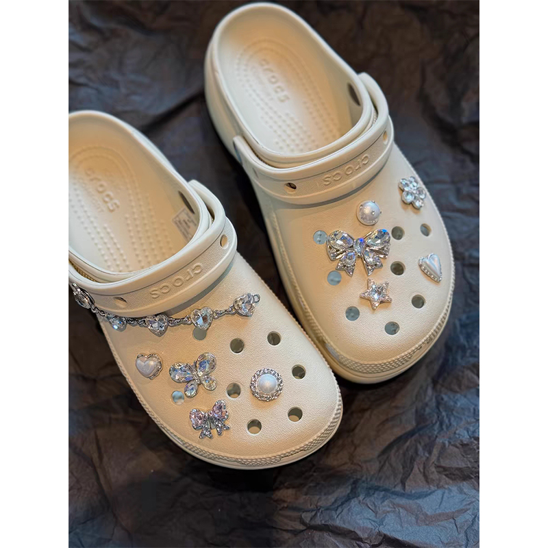 “闪闪发光”超重工~洞洞鞋通用配饰金属立体鞋花鞋扣 适配crocs