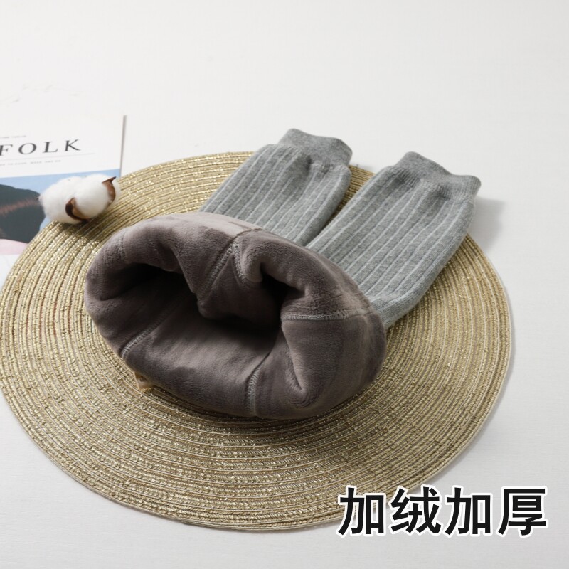 女童打底裤秋冬款加绒加厚儿童外穿韩版白色棉九分裤宝宝保暖长裤