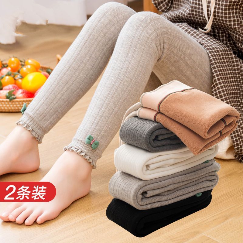 女童打底裤棉质九分裤加绒加厚