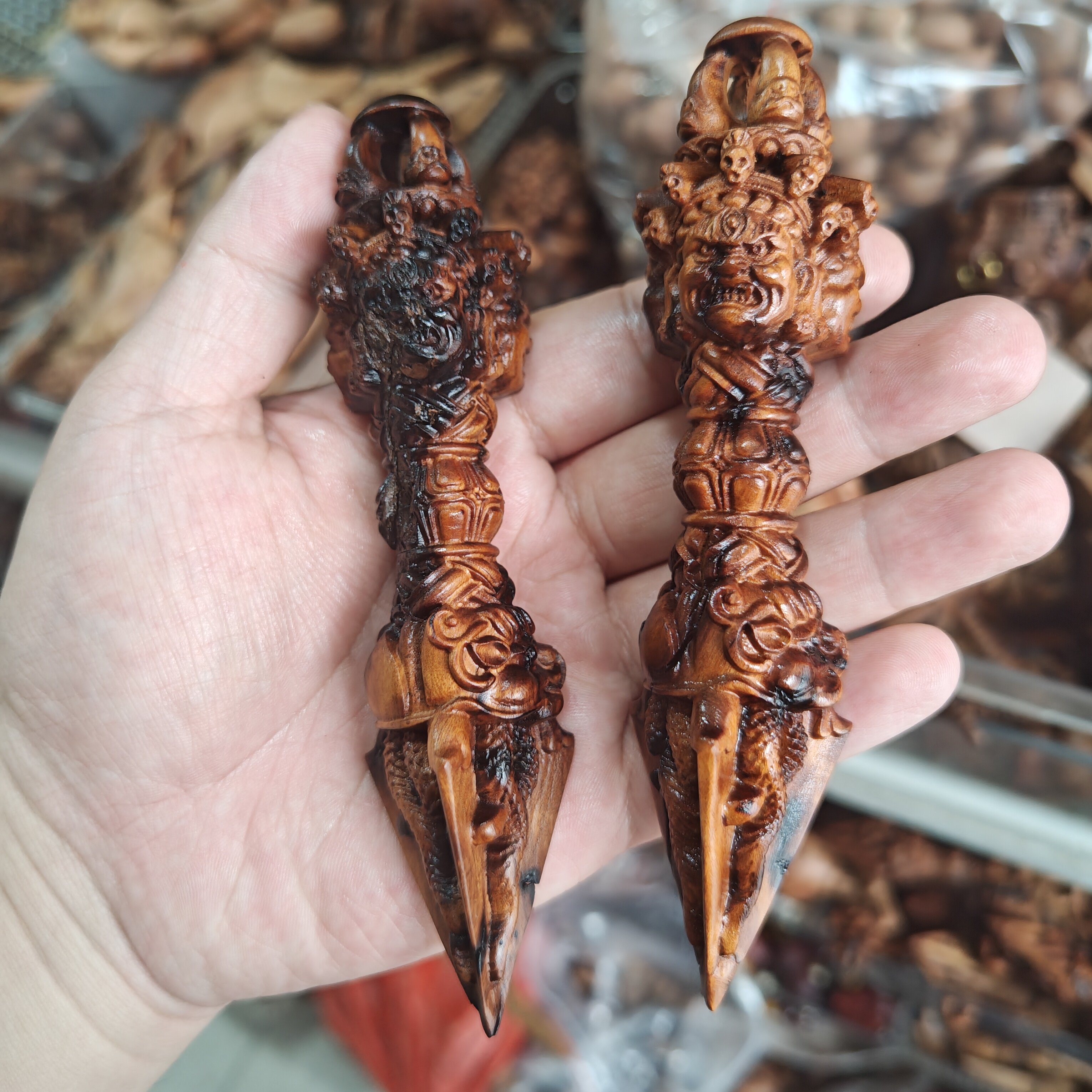 龙虎山百年雷击枣木降魔杵金刚杵三面普巴秽迹金刚密宗家用供奉