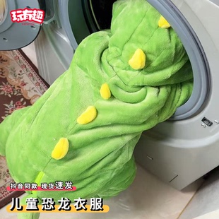 可爱婴儿小孩儿童恐龙衣服女宝男宝加绒加厚外穿连体衣外出冬装