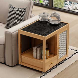 沙发边几可移动边柜侧边茶台现代高级感带烧水壶一体小茶几茶水柜