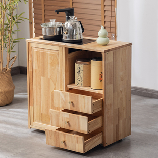 实木茶水柜烧水柜客厅茶室茶水台茶边柜烧水壶一体可移动沙发边几