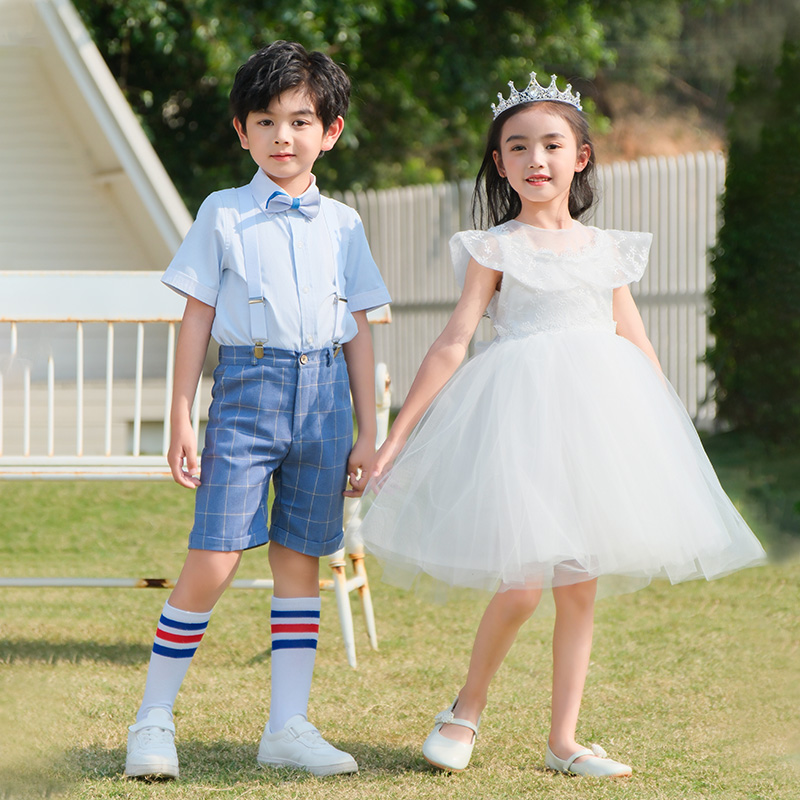儿童合唱演出服女童舞蹈蓬蓬裙小学生合唱团男童朗诵毕业表演服装