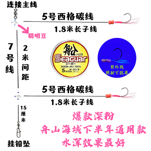 新款舟山双钩钓组聪明豆款 船钓懒人钓组黄鱼 米鱼 鲈鱼 黄三钓组