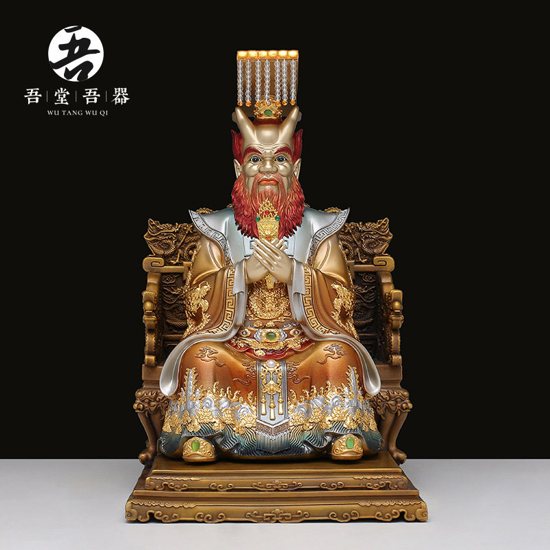 吾堂吾器 黄铜《龙王》锦雕佛像摆件 家用供奉保平安广济龙王神像