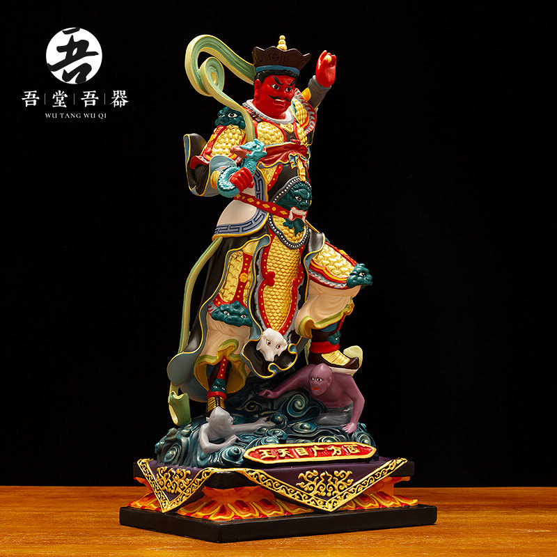 吾堂吾器黄铜四大天王金刚护法摆件持国增长广目多闻彩绘神像佛像