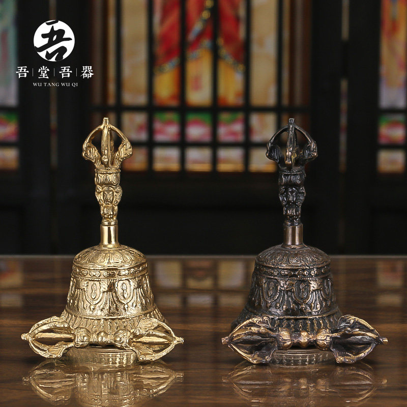 速发 铜金金手摇法铃配杵 藏传佛具用品黄铜刚刚手摇铃黄密宗铜摇