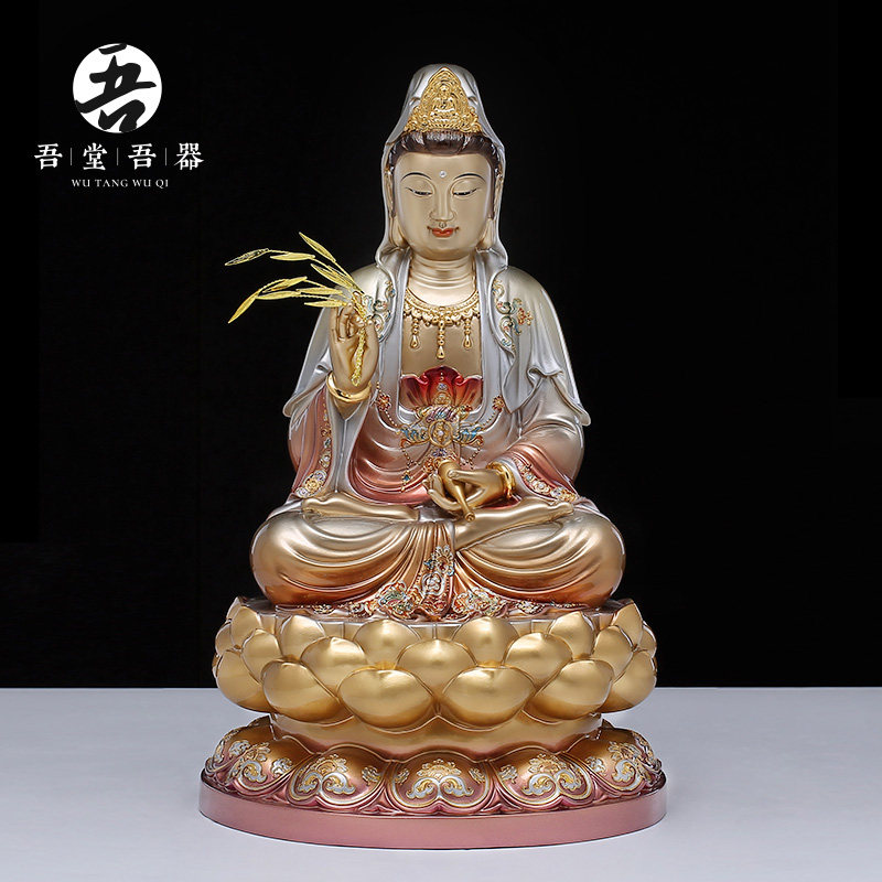 速发2025供铜《观音菩萨》掐丝镶金佛像家件摆用室内全奉神像