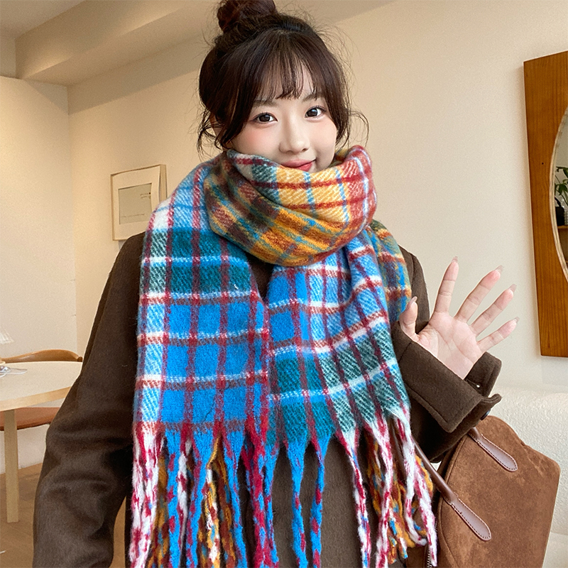 2024秋冬格子围巾高级感女士保暖